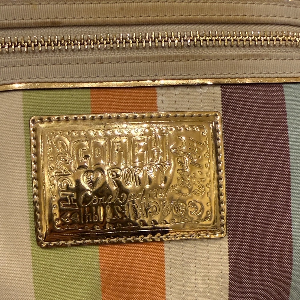 Coach Poppy Multicolor Striped Tote Bag with Gold Accents - Picture 4 of 16